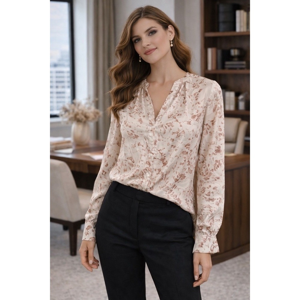 ANTONIO MELANI Cream Floral Satin Blouse